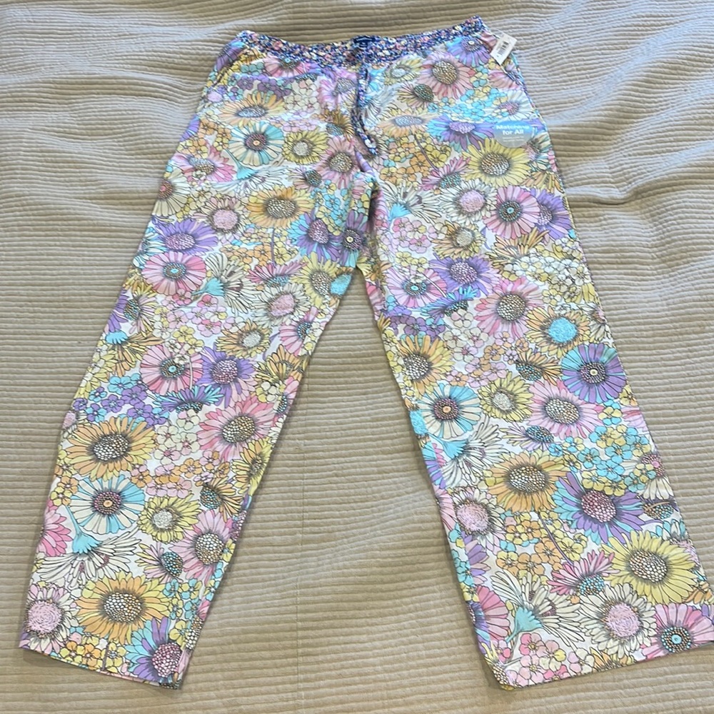 GAP Body Poplin Floral Light Cotton PJ Pajama Pants Size M.